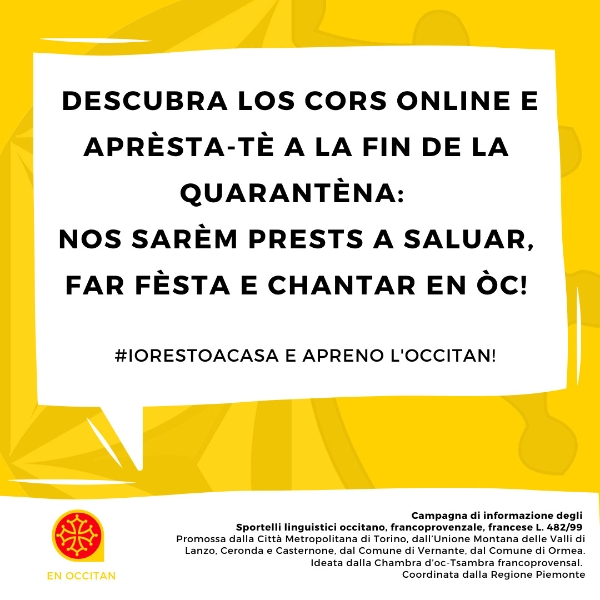"#iorestoacasa" e parlo francoprovensal, occitan, français "#iorestoacasa" e parlo francoprovensal, occitan, français